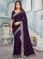 Vichitra Blooming Purple Wedding Wear Jari Work Saree